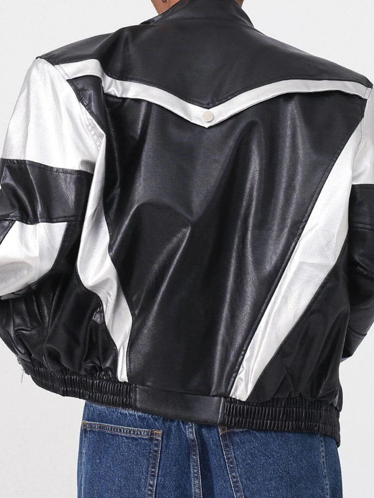 Stench Racing Contrast Lightning Leather Jacket