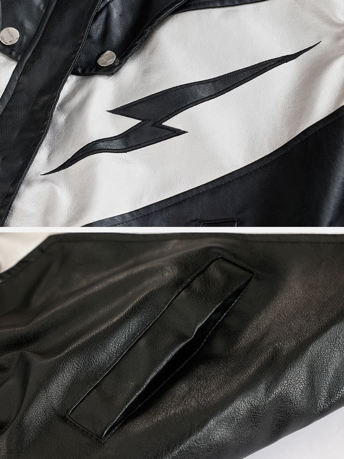 Stench Racing Contrast Lightning Leather Jacket