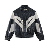 Stench Racing Contrast Lightning Leather Jacket